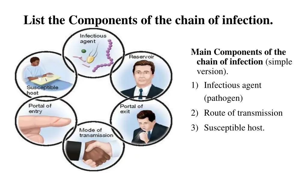 list the components of the chain of infection