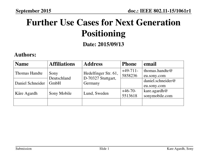 september 2015 further use cases for next
