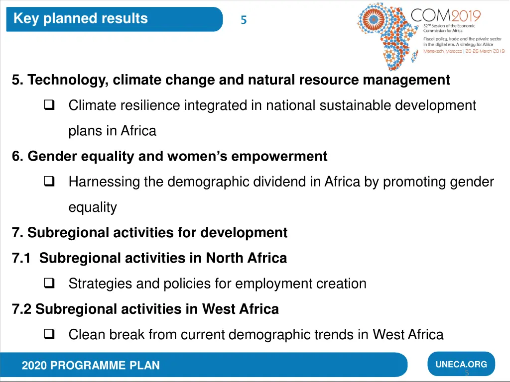 key planned results 1