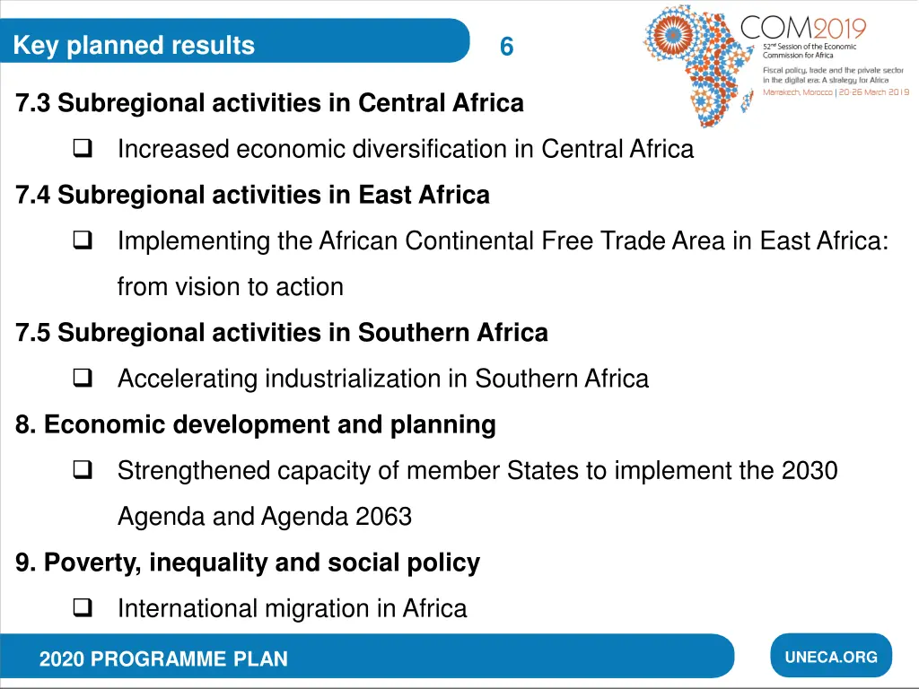 key planned results 2