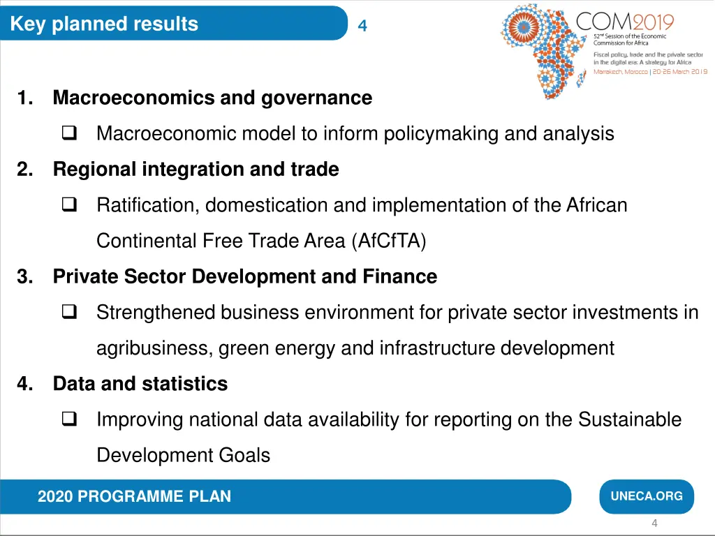 key planned results
