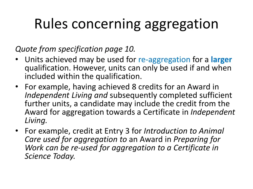 rules concerning aggregation