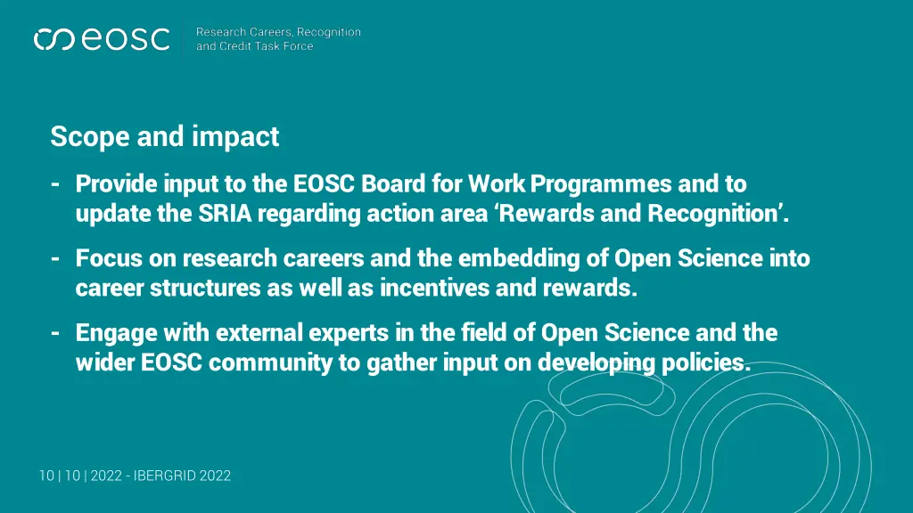 scope and impact provide input to the eosc board