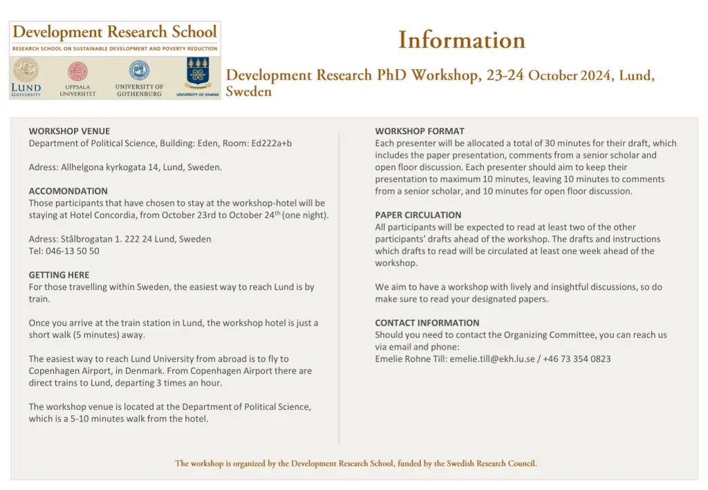 workshop venue department of political science