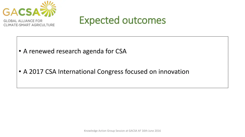 expected outcomes expected outcomes