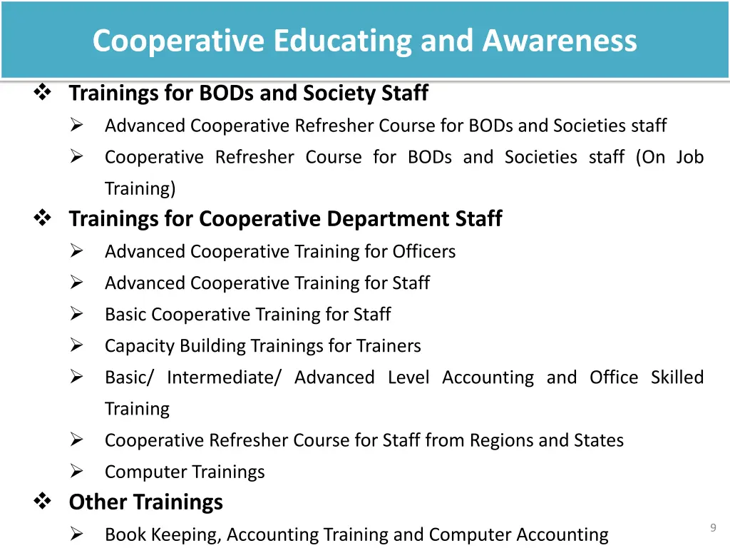 cooperative educating and awareness