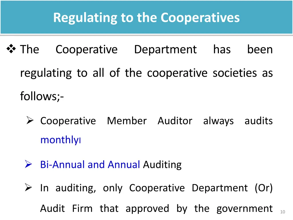 regulating to the cooperatives