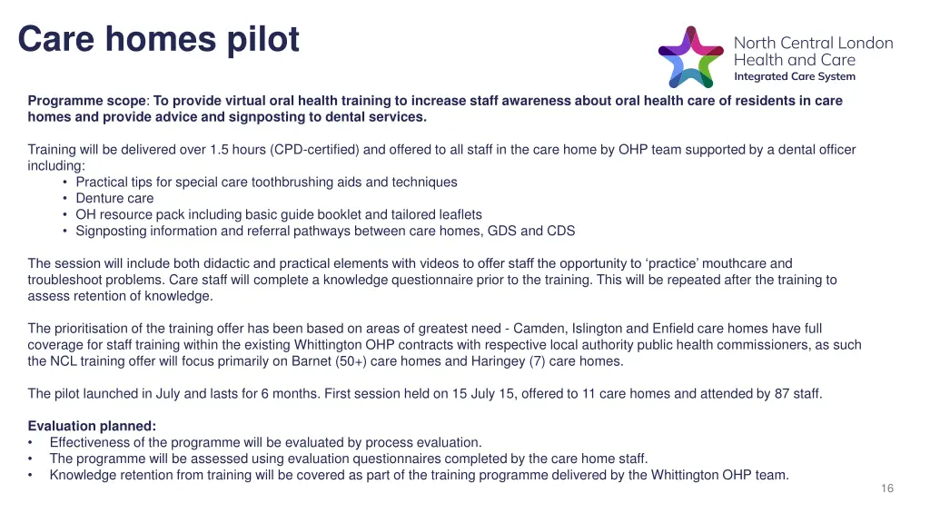 care homes pilot