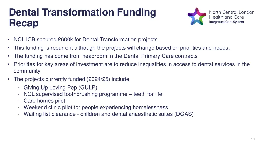 dental transformation funding recap