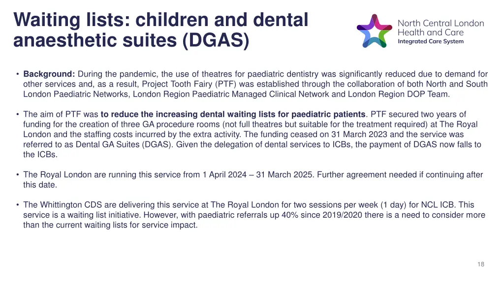 waiting lists children and dental anaesthetic