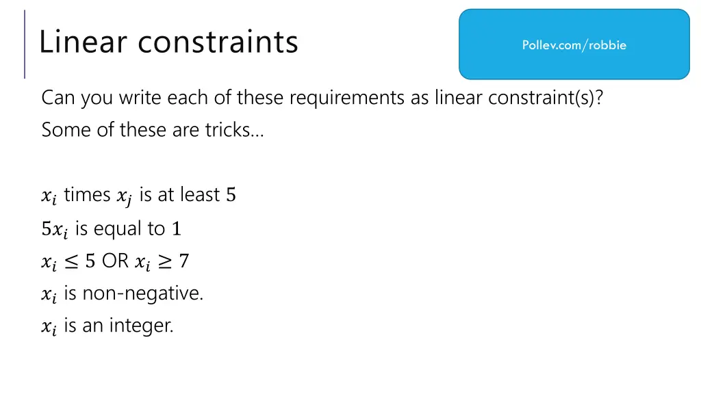 linear constraints 1