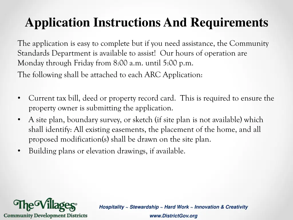 application instructions and requirements