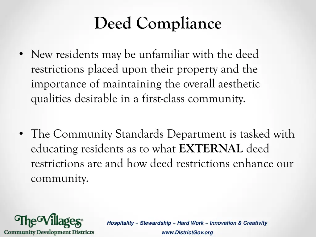 deed compliance