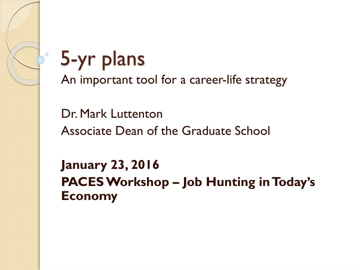 5 yr plans an important tool for a career life