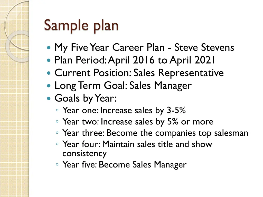 sample plan