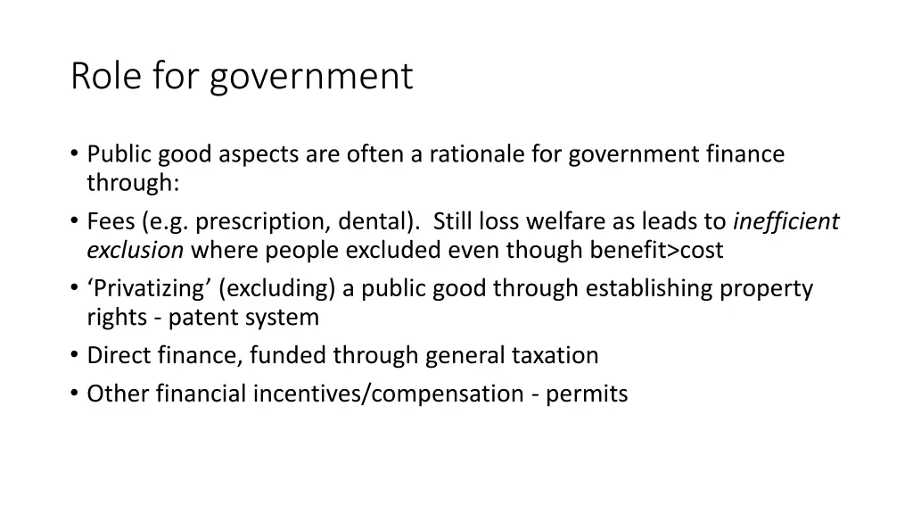 role for government
