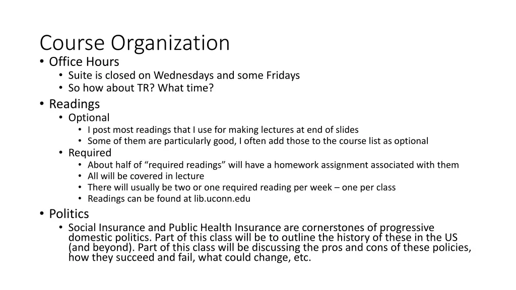 course organization office hours suite is closed