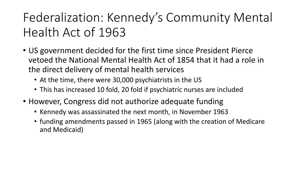 federalization kennedy s community mental health