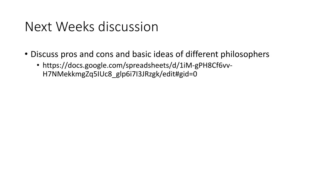 next weeks discussion