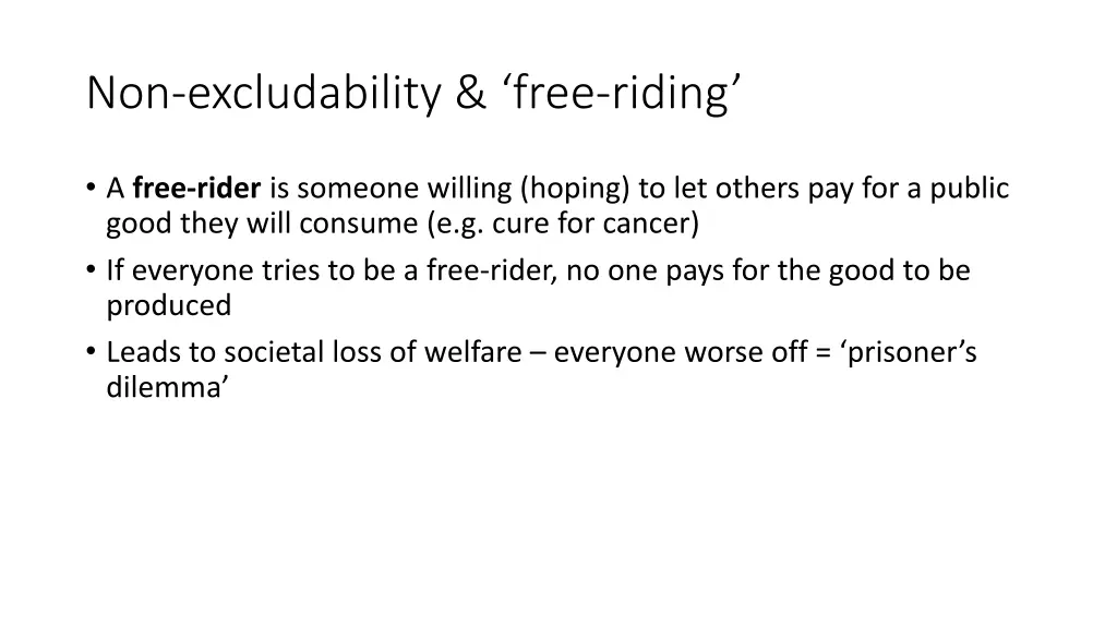 non excludability free riding