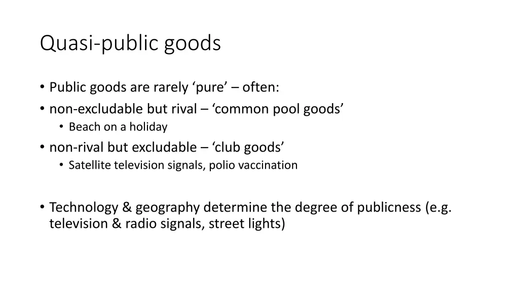 quasi public goods