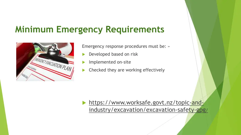 minimum emergency requirements