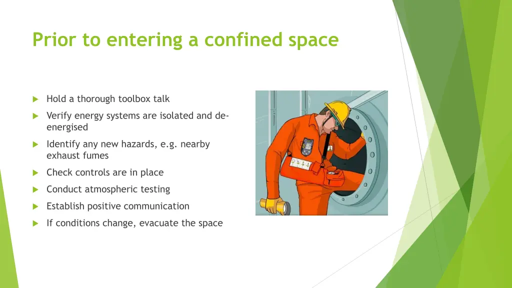 prior to entering a confined space