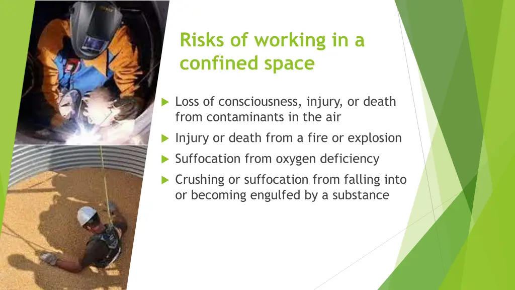 risks of working in a confined space
