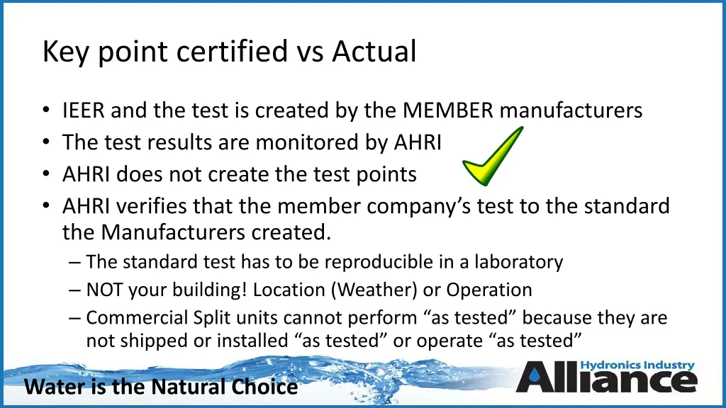 key point certified vs actual