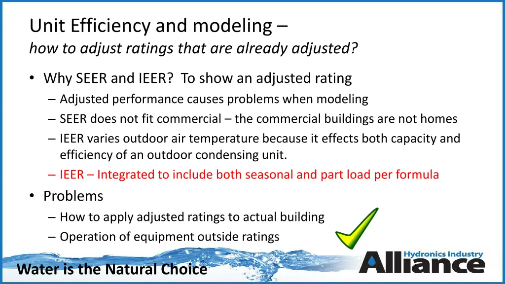 unit efficiency and modeling how to adjust