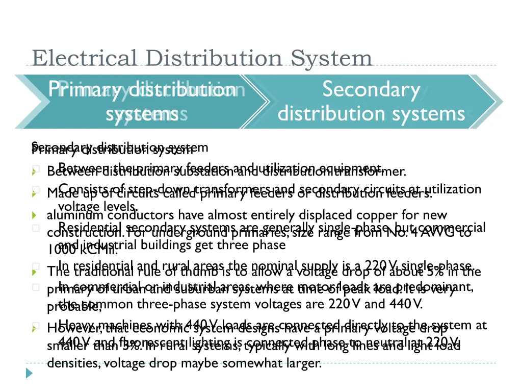 electrical distribution system primary