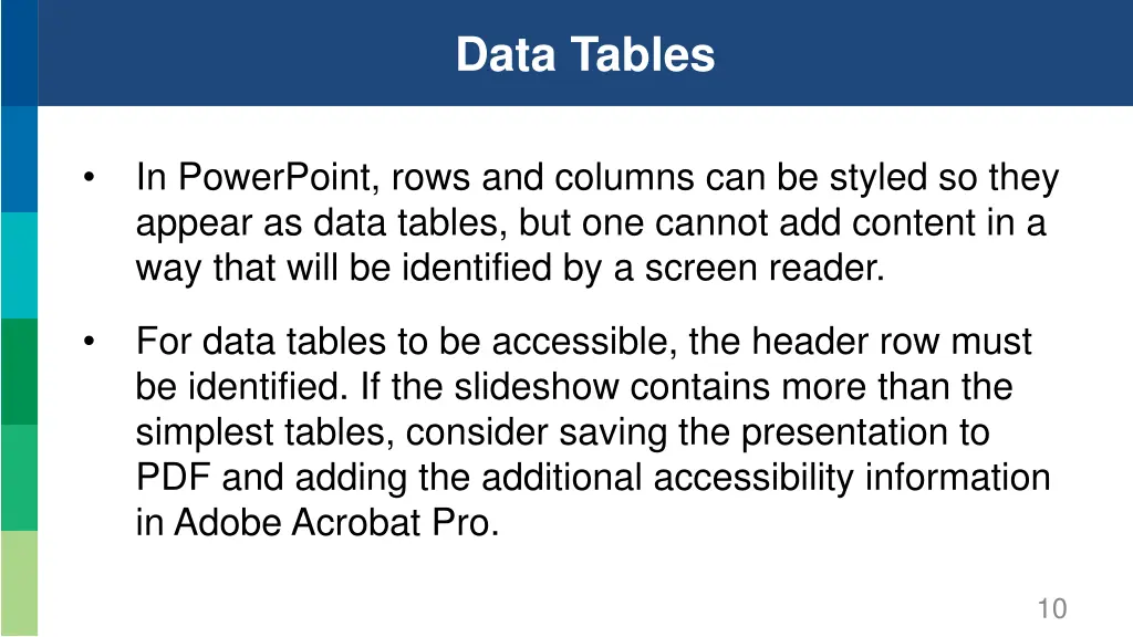 data tables