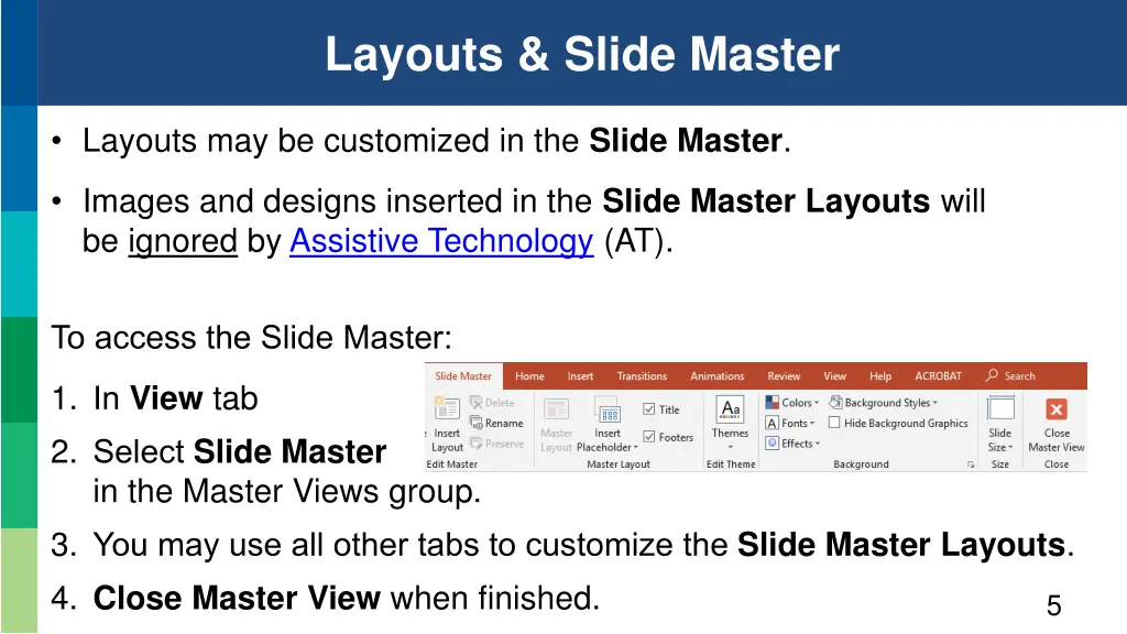 layouts slide master