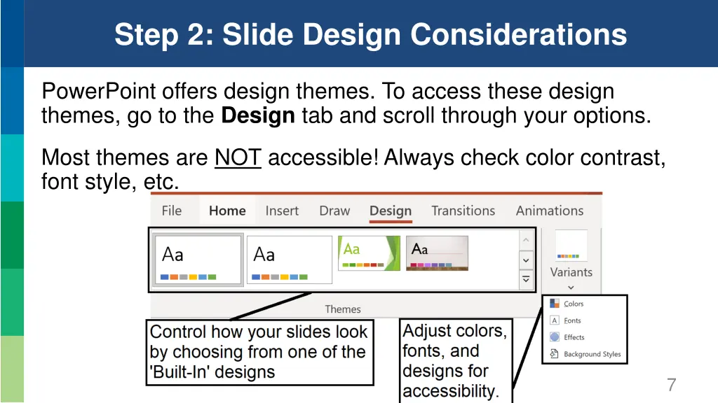 step 2 slide design considerations