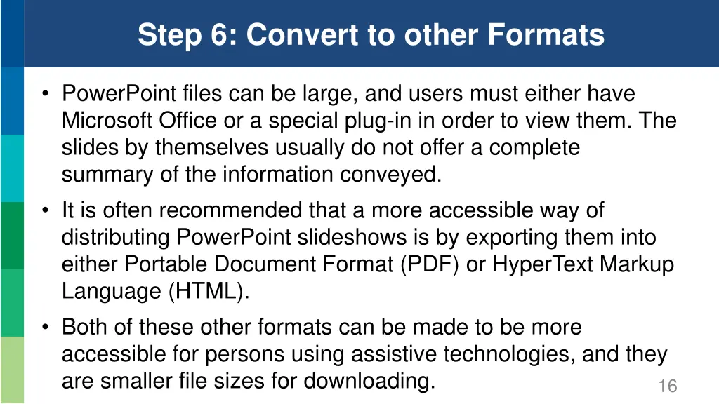 step 6 convert to other formats