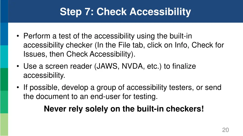 step 7 check accessibility