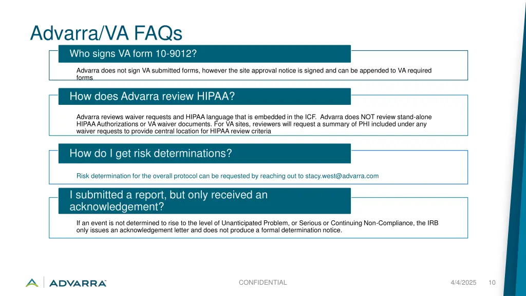 advarra va faqs who signs va form 10 9012