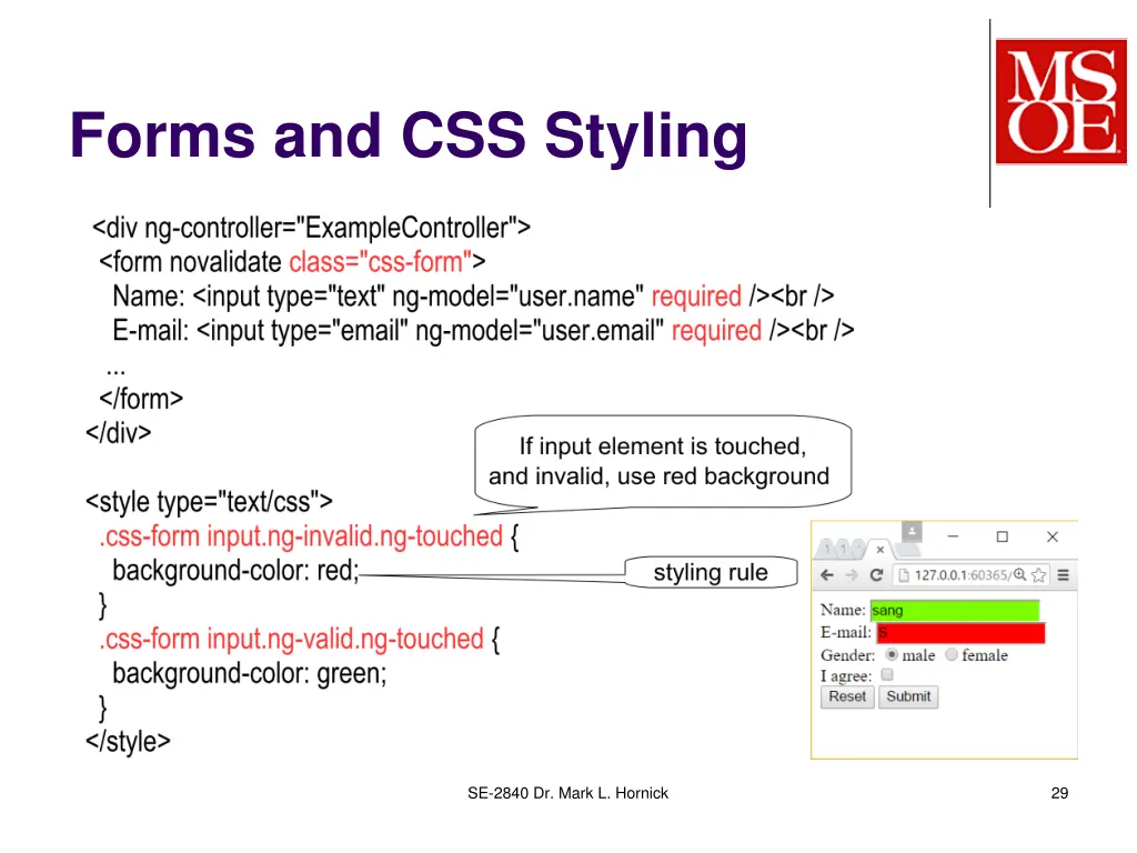 forms and css styling