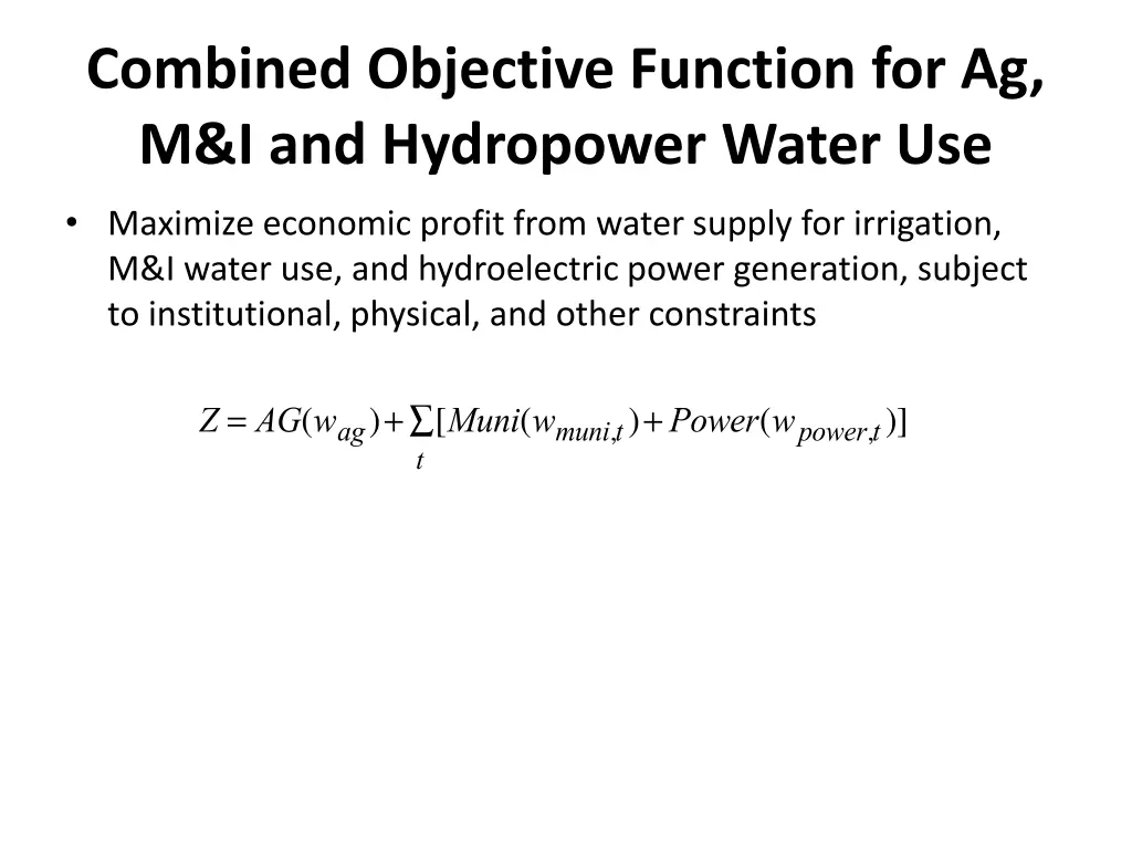combined objective function