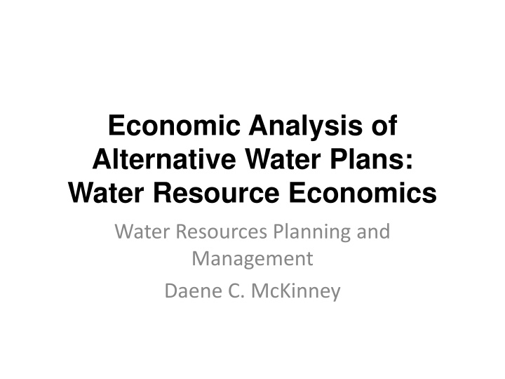 economic analysis of alternative water plans