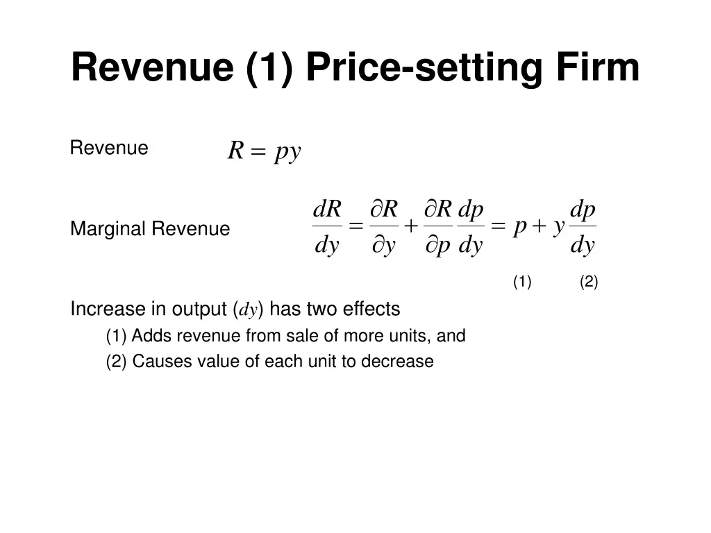revenue 1 price setting firm
