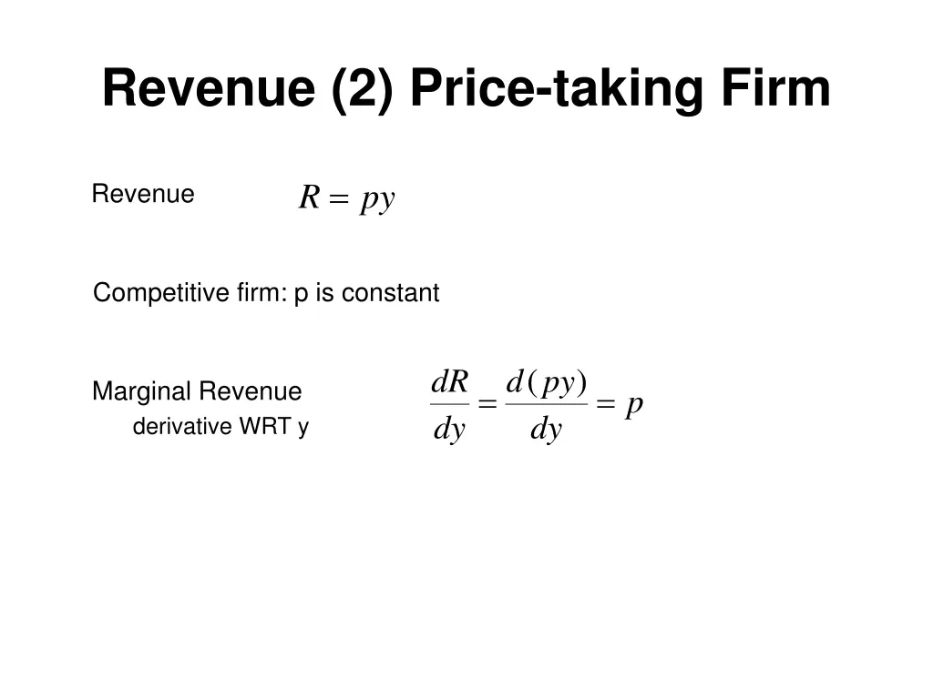 revenue 2 price taking firm