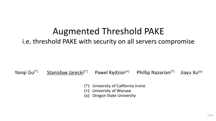 augmented threshold pake i e threshold pake with