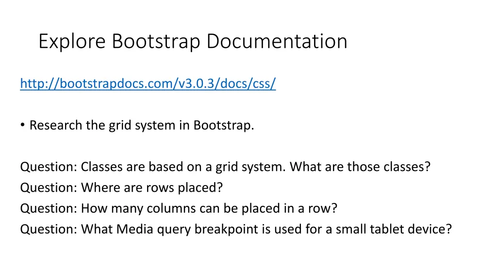 explore bootstrap documentation
