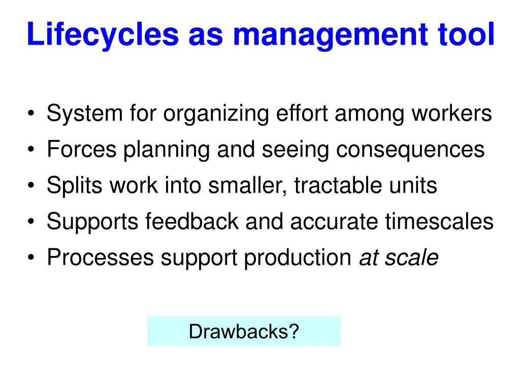 lifecycles as management tool