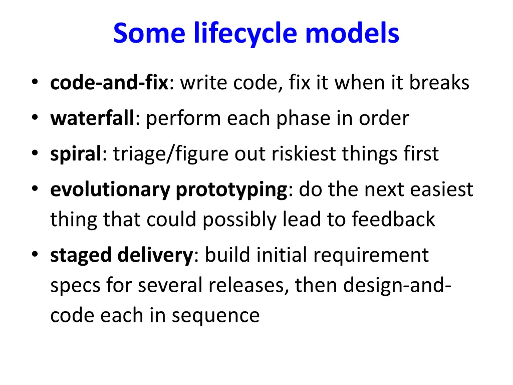 some lifecycle models