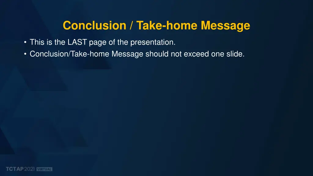 conclusion take home message