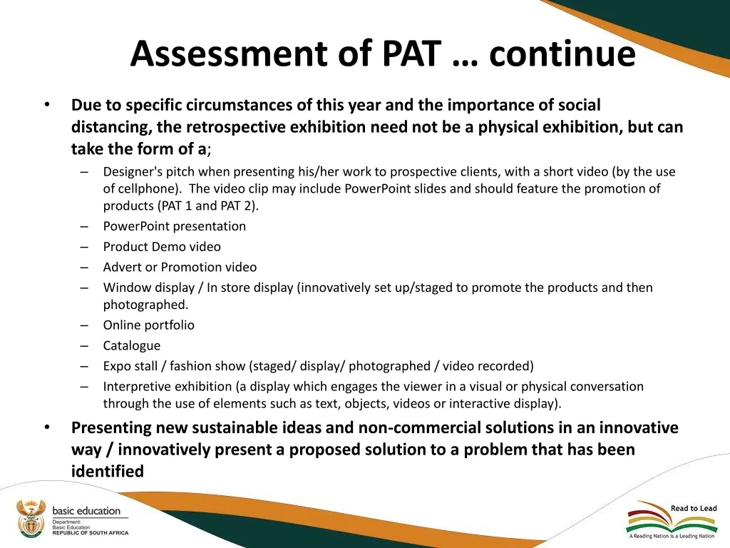 assessment of pat continue