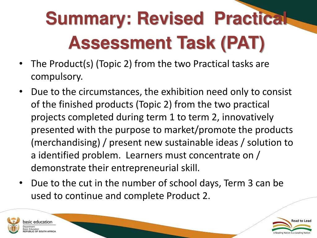 summary revised practical assessment task