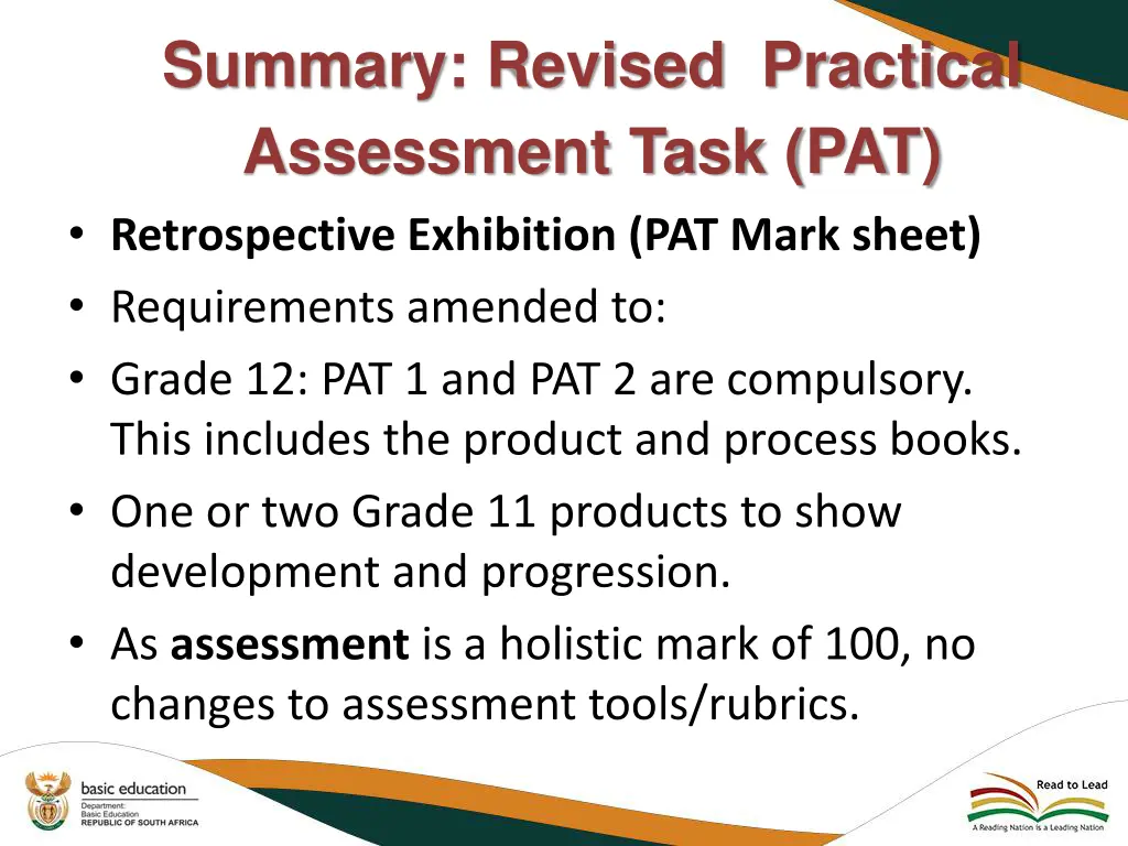 summary revised practical assessment task